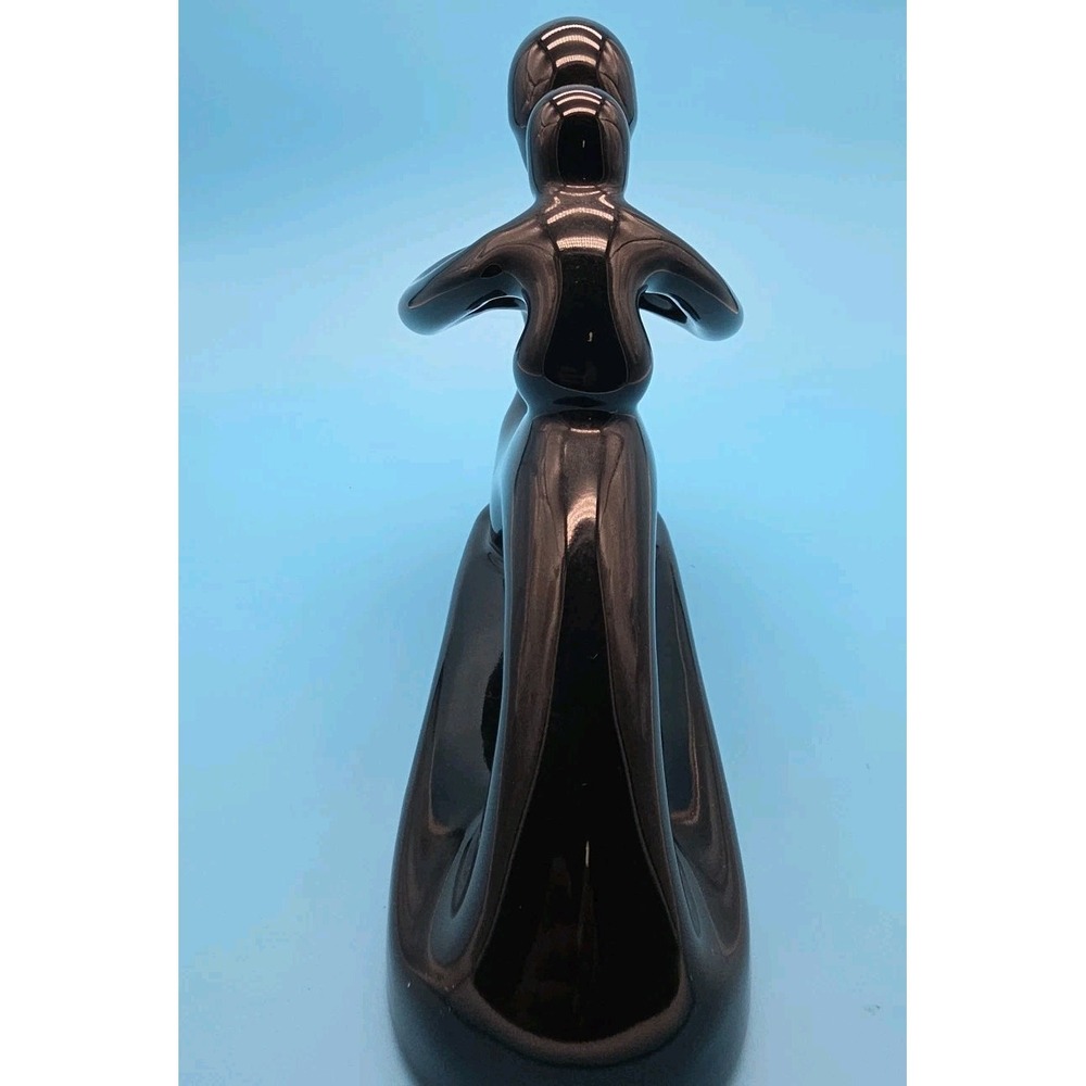 Black Resin Abstract Sculpture Mother & Child Modern Art Made in Thailand - Picture 4 of 6